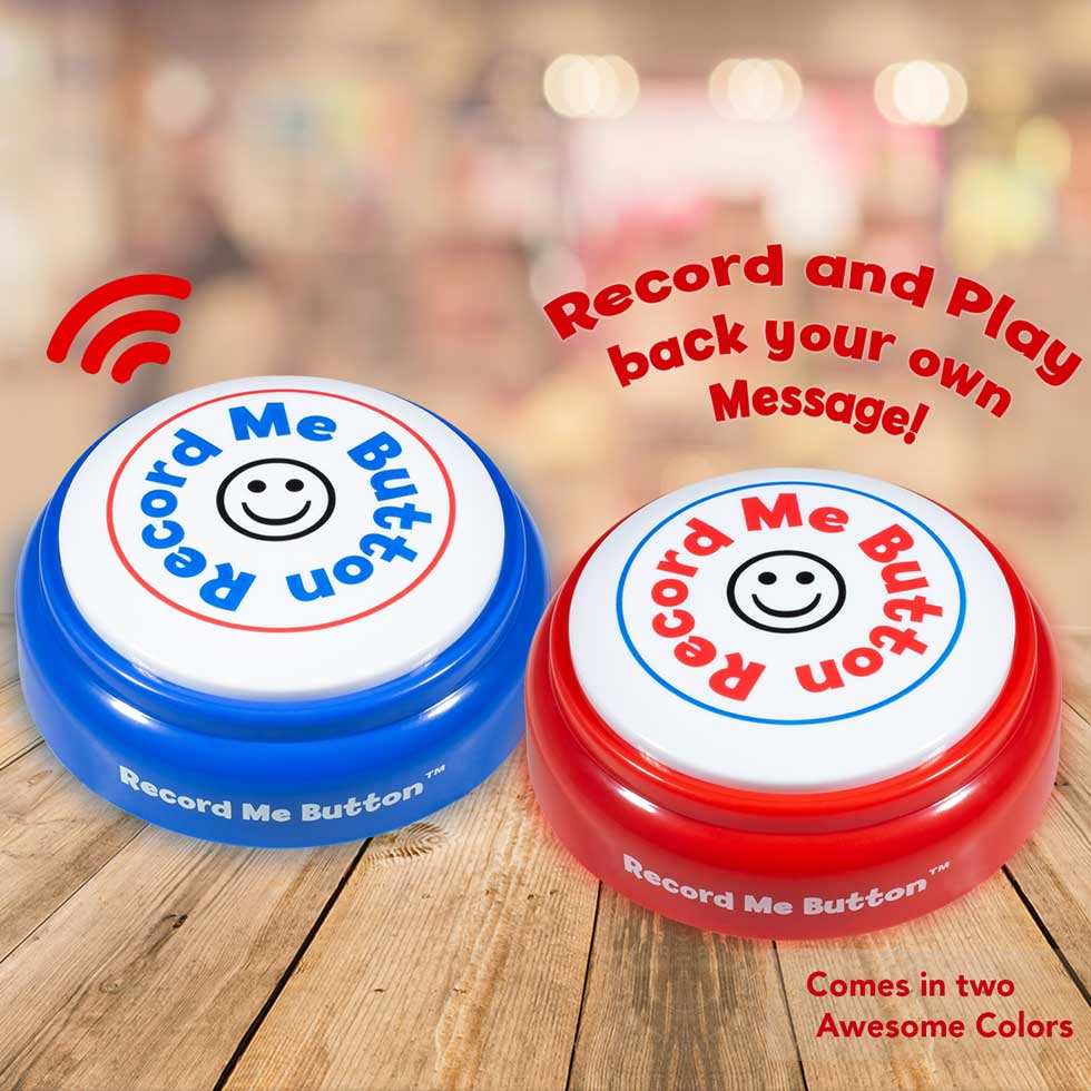 Record Me Button Racy Red Unique Cheerful Design Recordable with